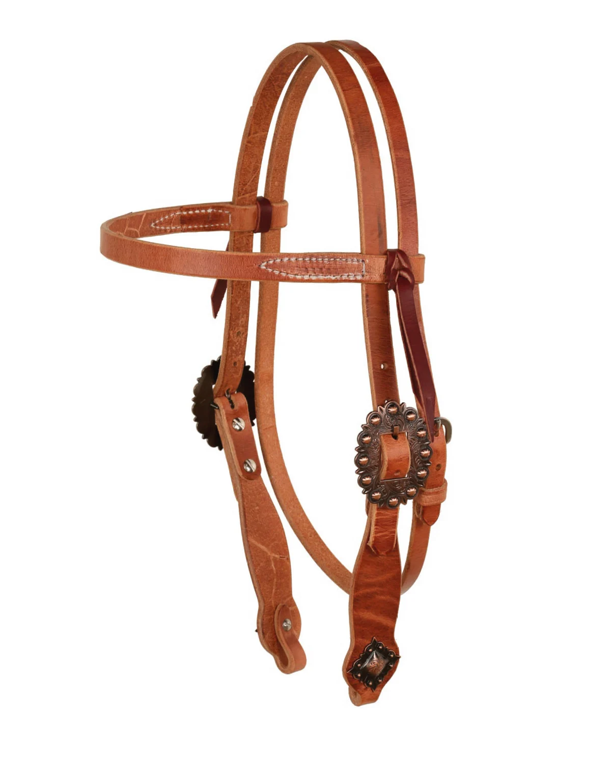 Berlin Custom Leather ogłowie westernowe, miedziane okucia i rombowe concho