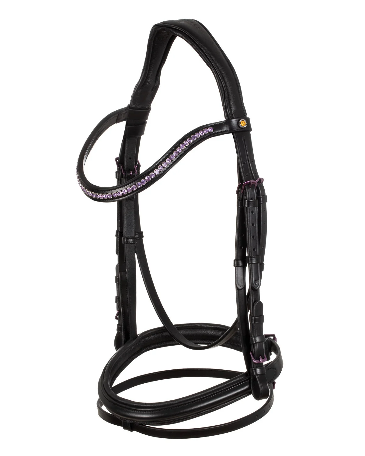 Equestro anatomiczne czarne skórzane ogłowie z zapasowym naczółkiem