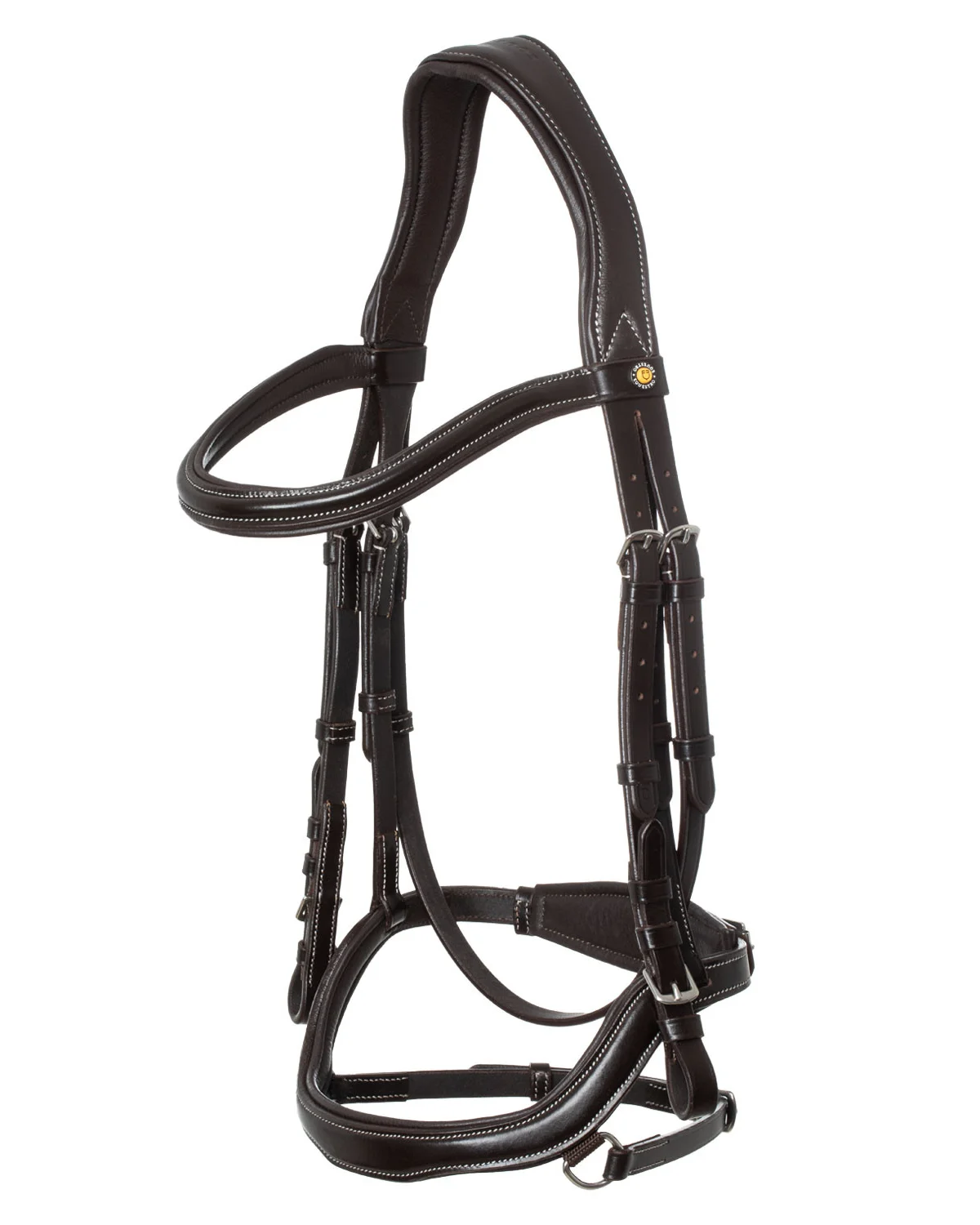 Equestro anatomiczne ogłowie Micklem z kontrastowymi szwami