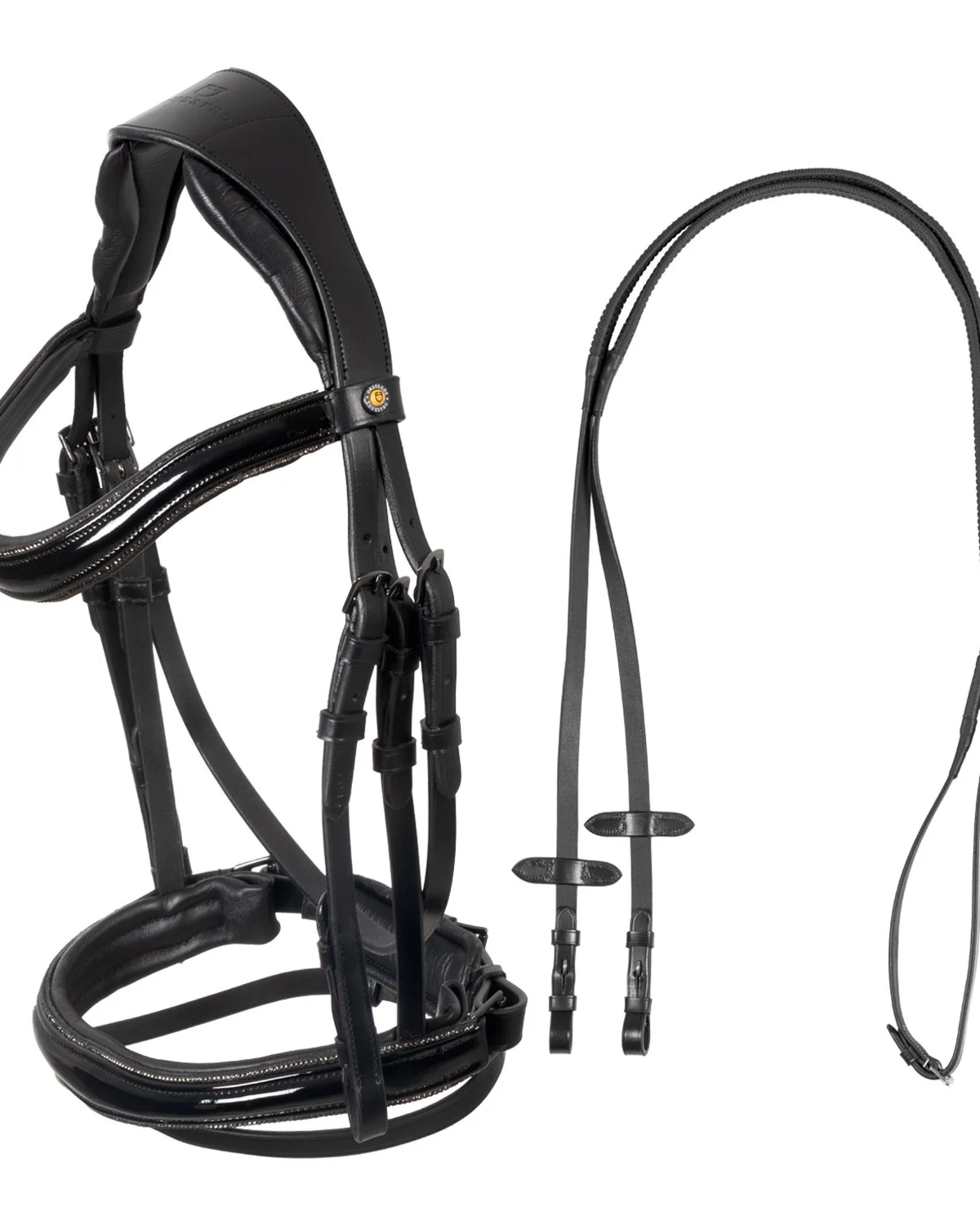 Equestro anatomiczne ogłowie angielskie z rzędami kryształków