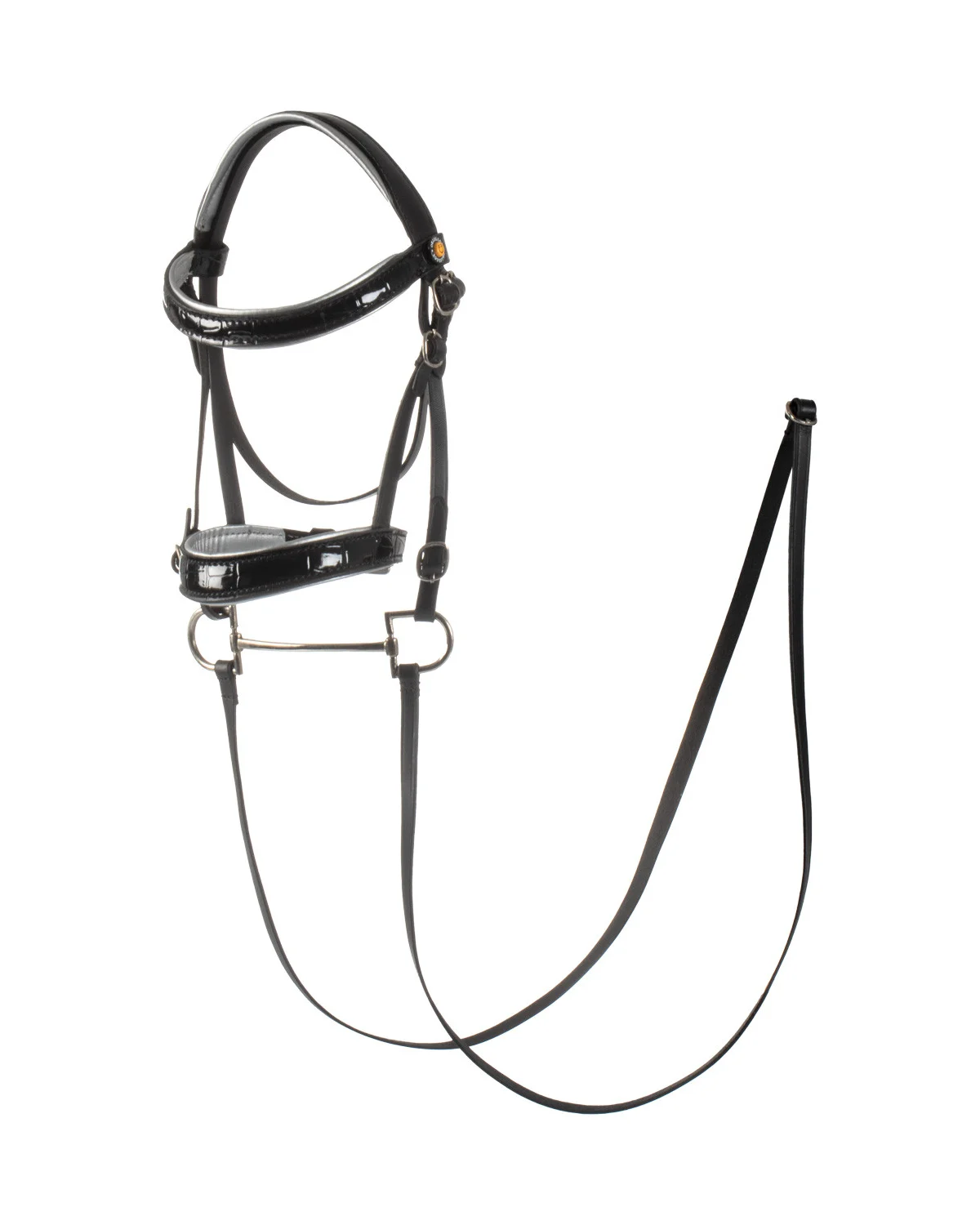 Ogłowie z błyszczącej skóry dla konika Hobby Horse