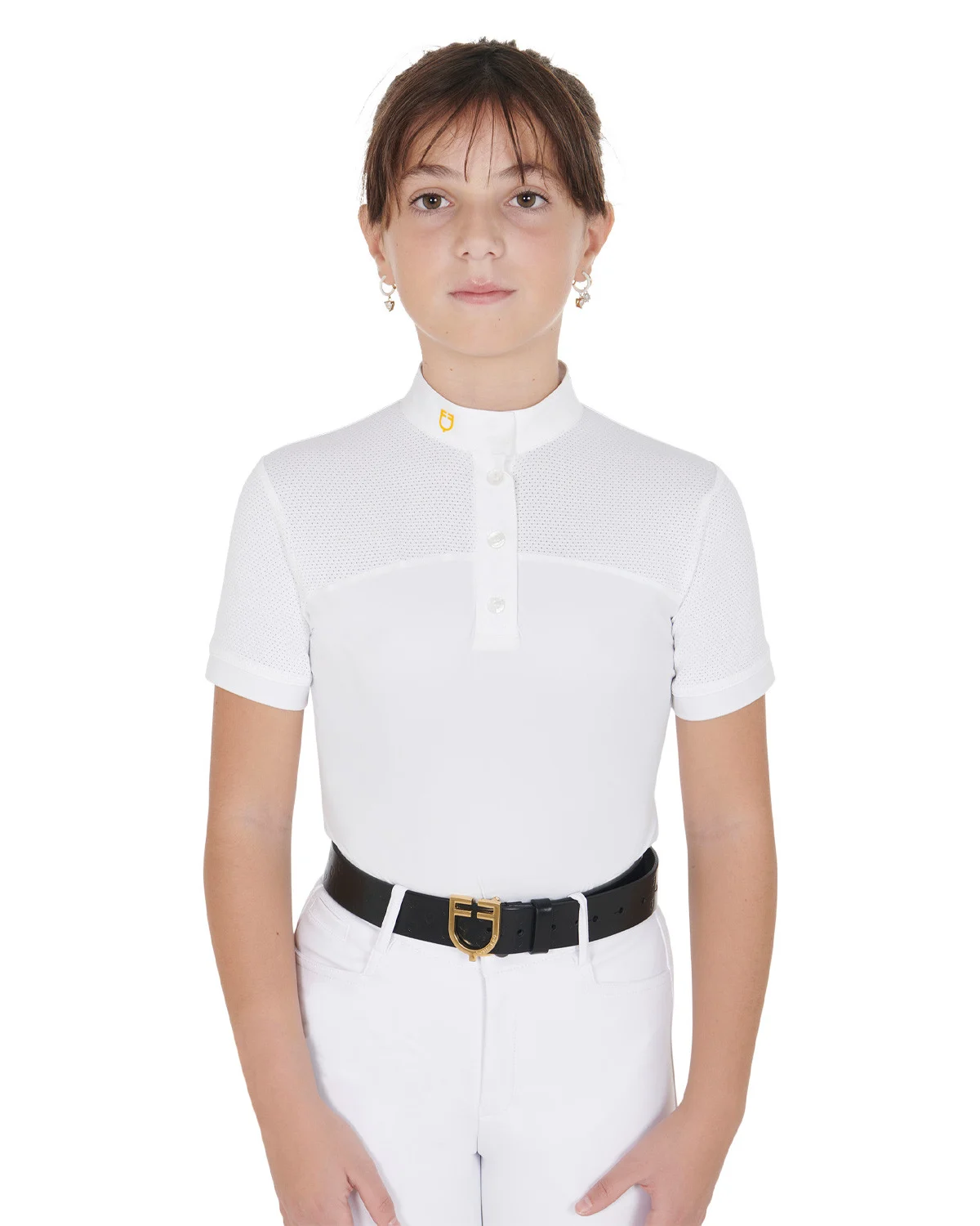 Damska koszulka polo slim fit do zawodów z perforowanego materiału