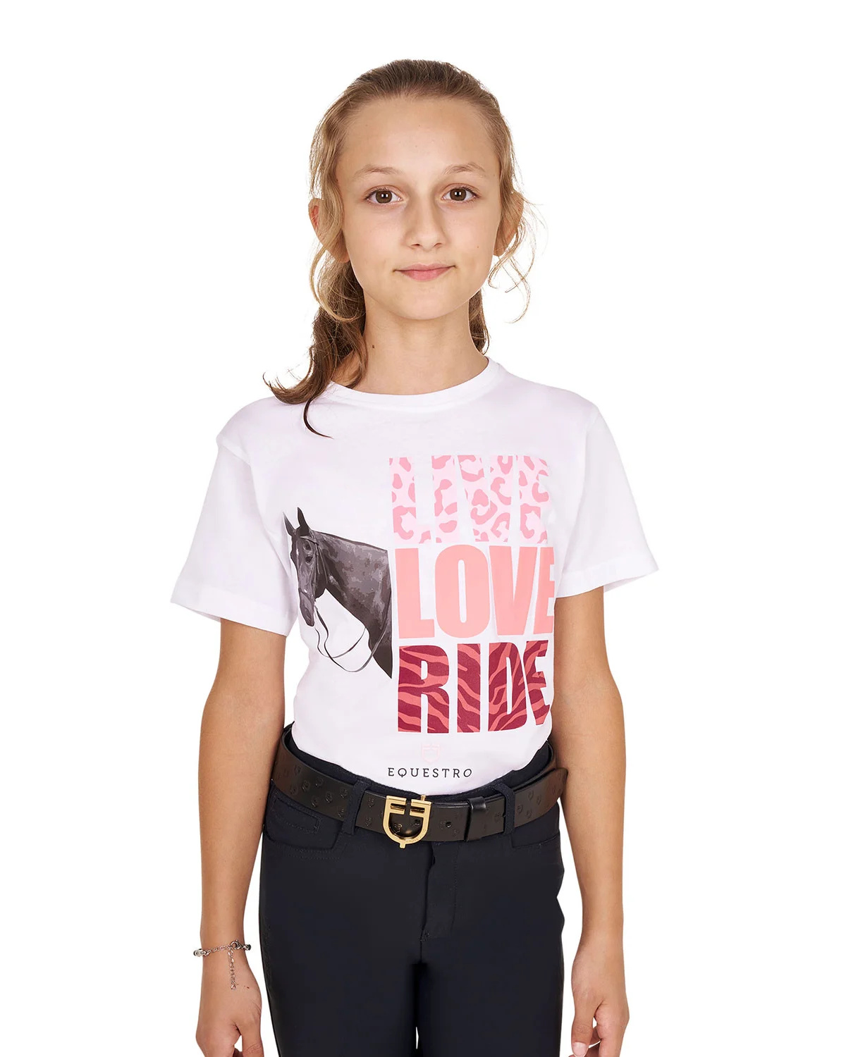 Dziewczęcy bawełniany T-shirt Live Love Ride