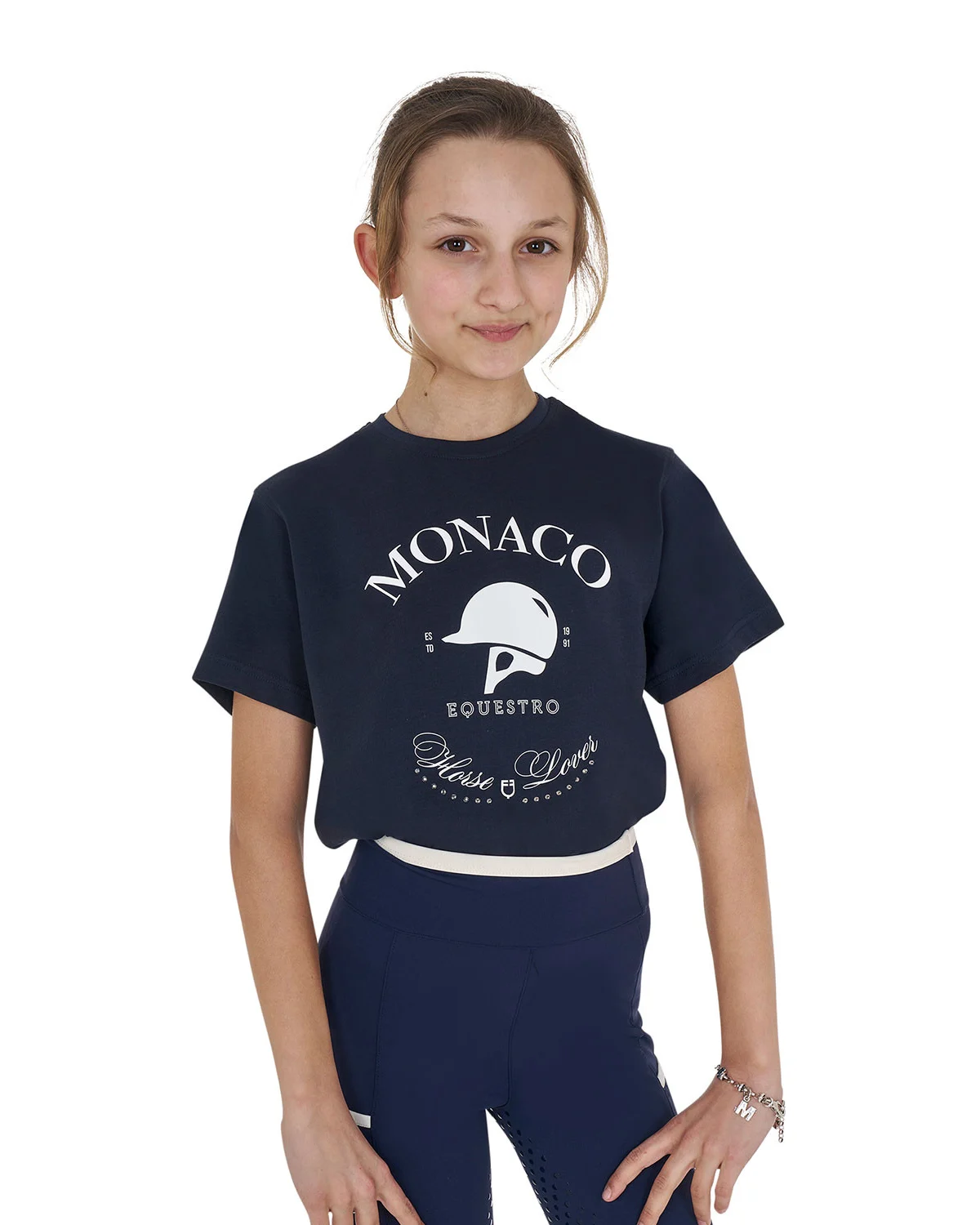 Dziewczęcy bawełniany t-shirt Monaco z dżetami