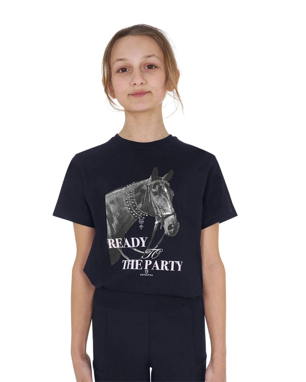 Bawełniany T-shirt dziewczęcy na imprezę z cyrkoniami