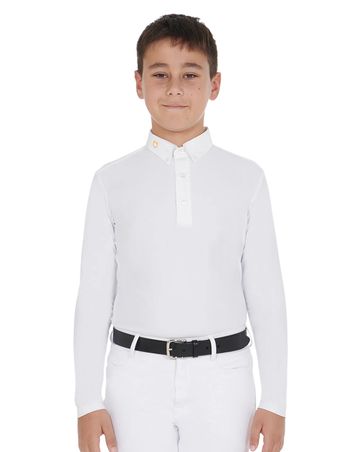 Chłopięca bluza polo z długim rękawem z technicznej tkaniny polarowej