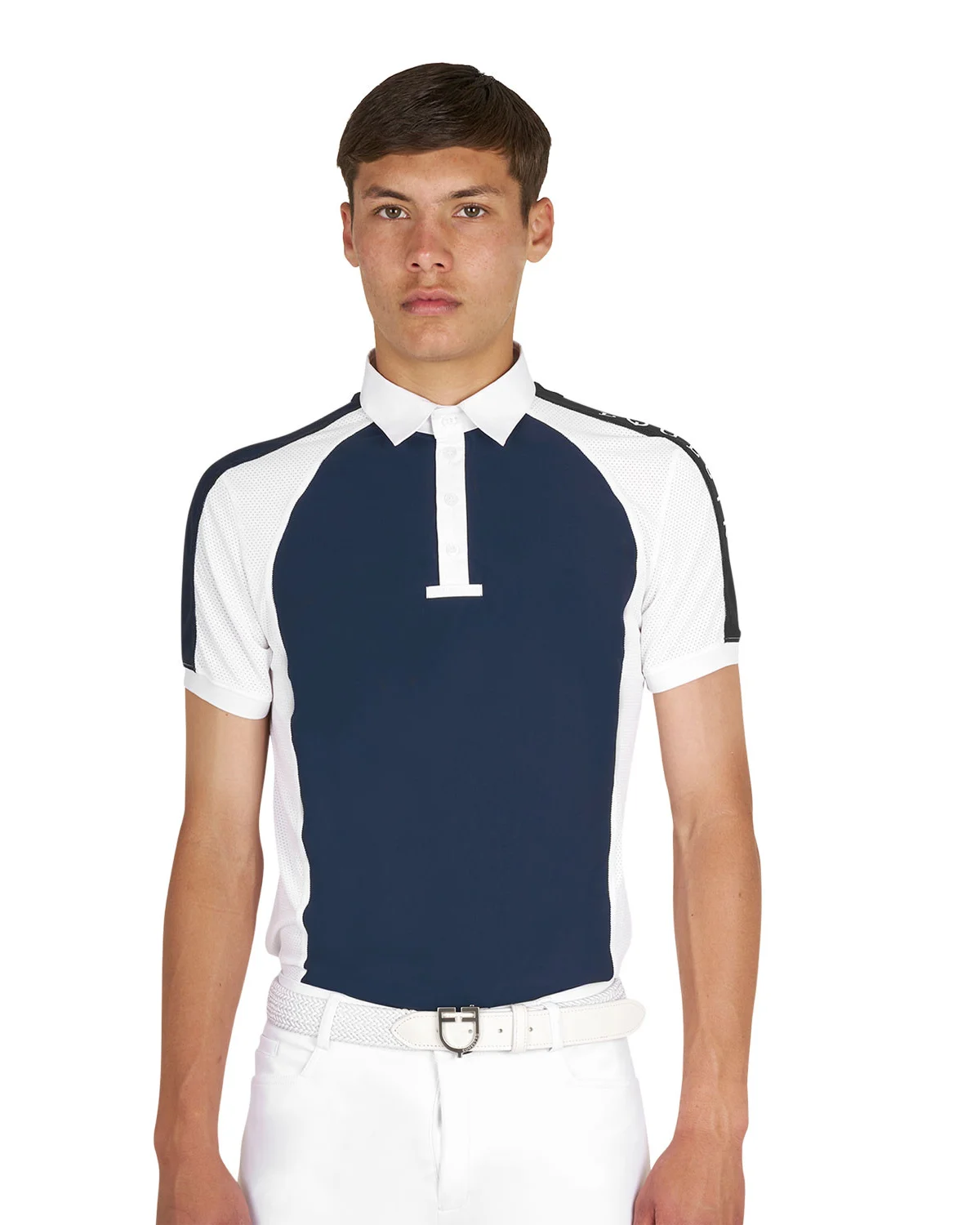 Męska slim fit koszulka polo konkursowa na cztery guziki