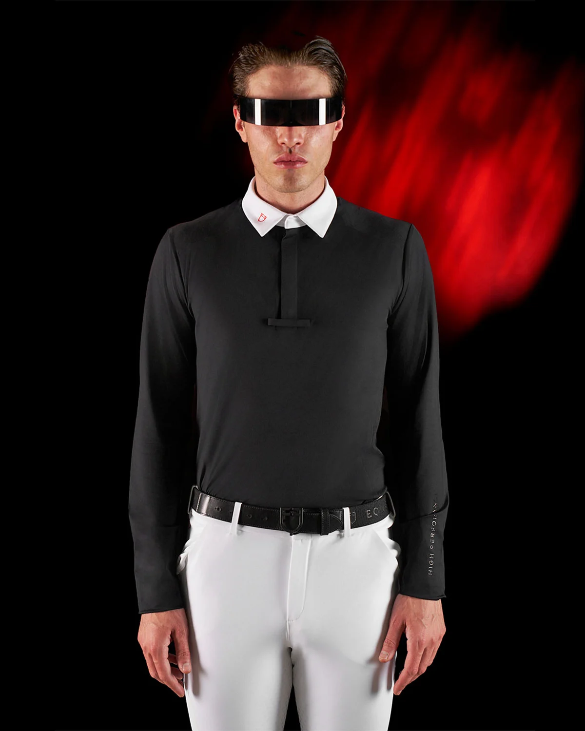Equestro koszula polo konkursowa męska Ridertechnology z długim rękawem