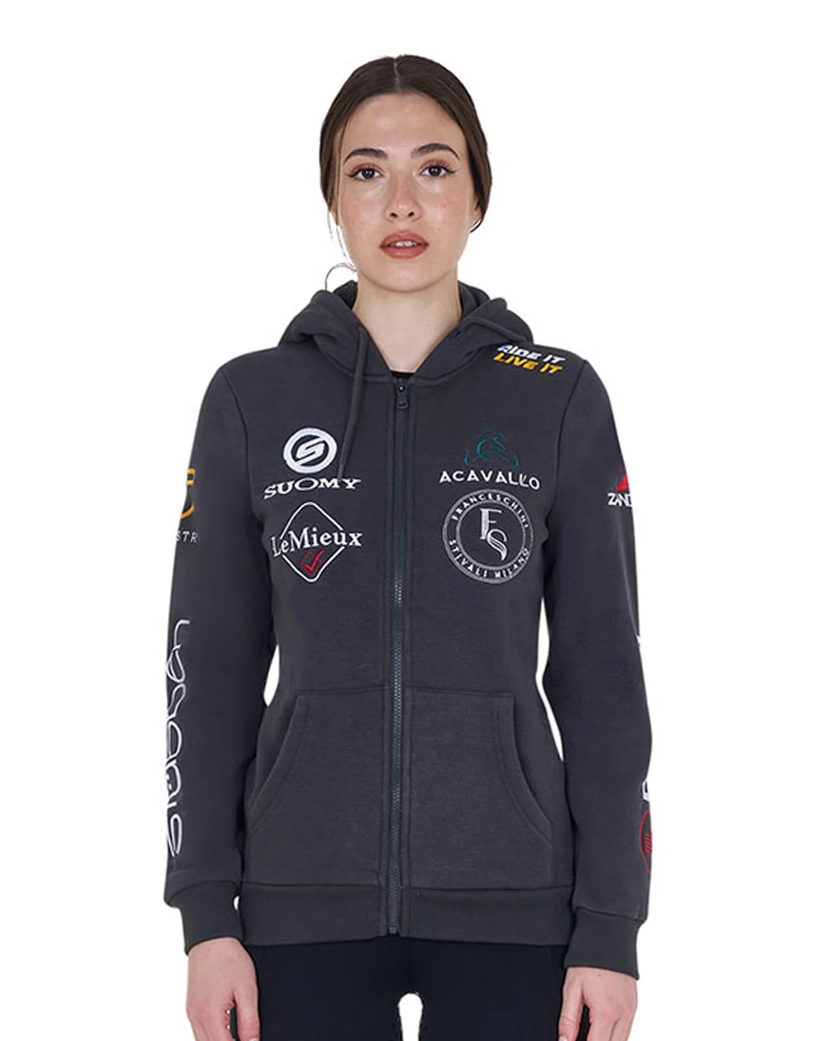 Damska bluza z wieloma logo, wzór 2024