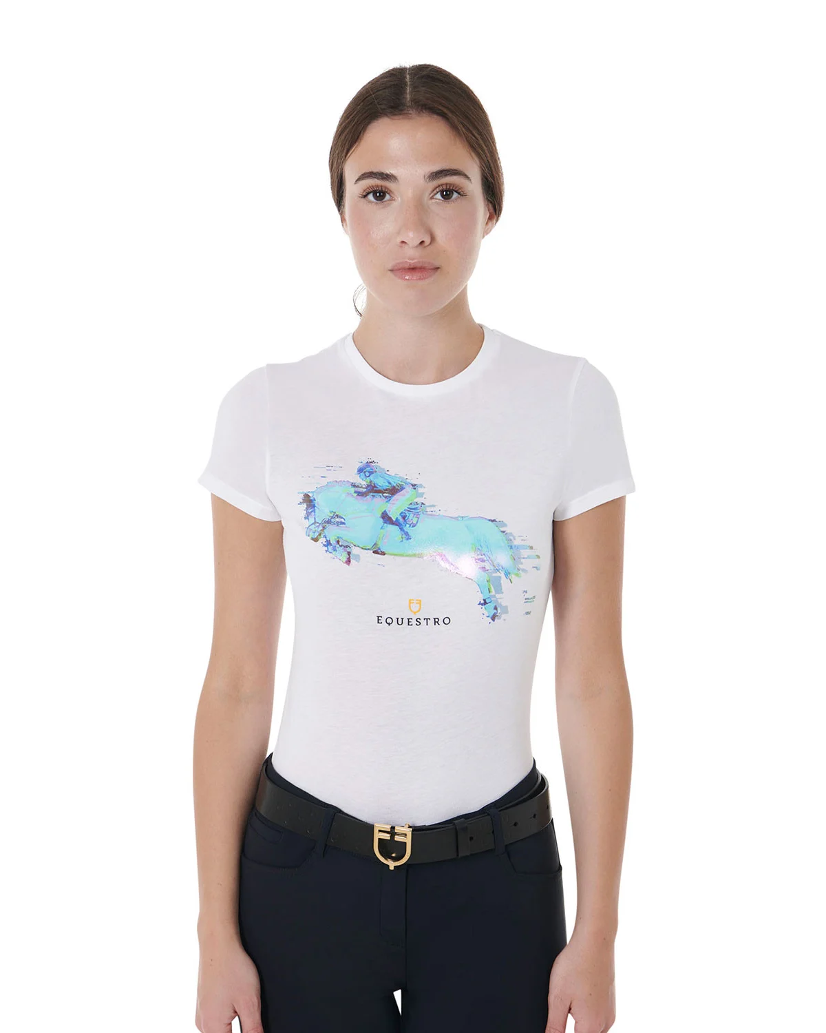 Damski t-shirt z bawełny o dopasowanym kroju z nadrukiem Jump