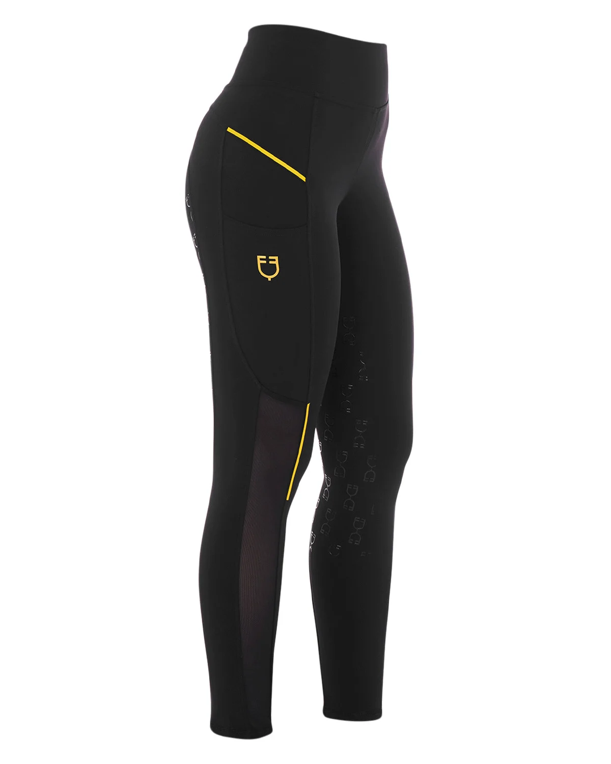 Damskie legginsy slim fit z mikrosiatkowymi wstawkami