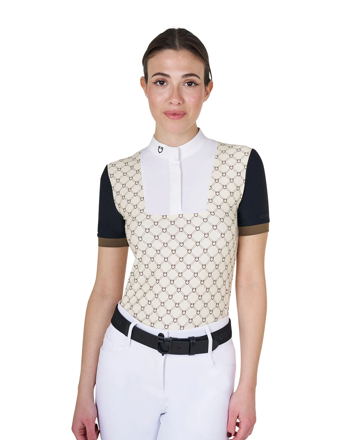 Koszulka polo z monogramem na zawody damskie, krótki rękaw, zamek
