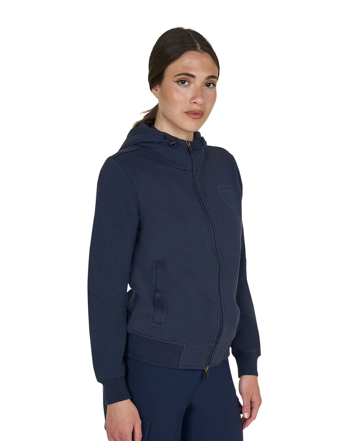 Damska bluza z regulowanym kapturem i zamkiem
