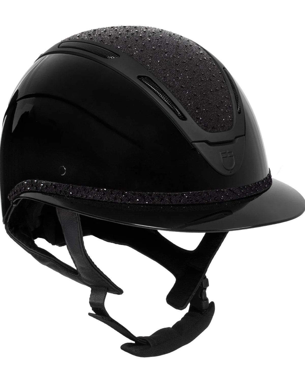 Equestro kask damski Apocalypse błyszczący z paskiem z cyrkonii