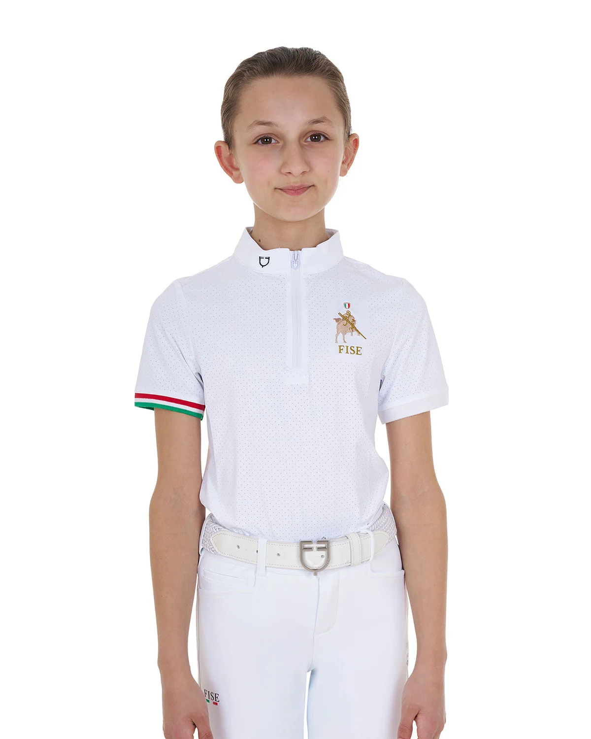 Konkursowa koszulka polo na zamek dla dziewczynek Equestro X FISE