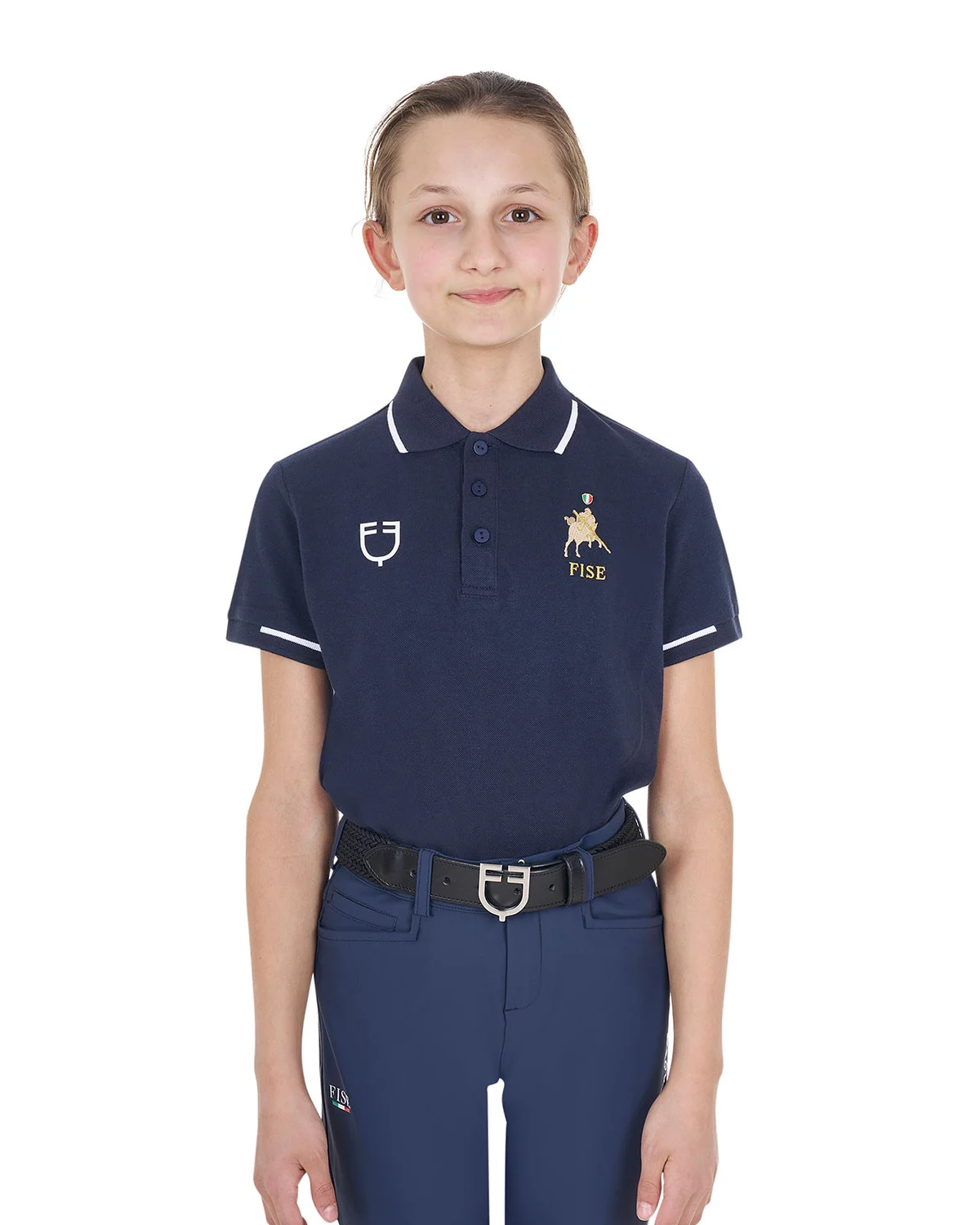 Dziecięca koszulka polo unisex z tkaniny technicznej Equestro X FISE