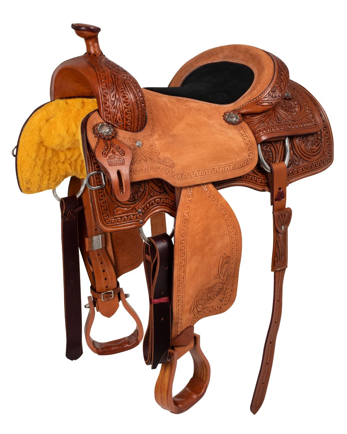 McBryan siodło robocze Ranch Rainbow z tłoczeniem kwiatowym 17"