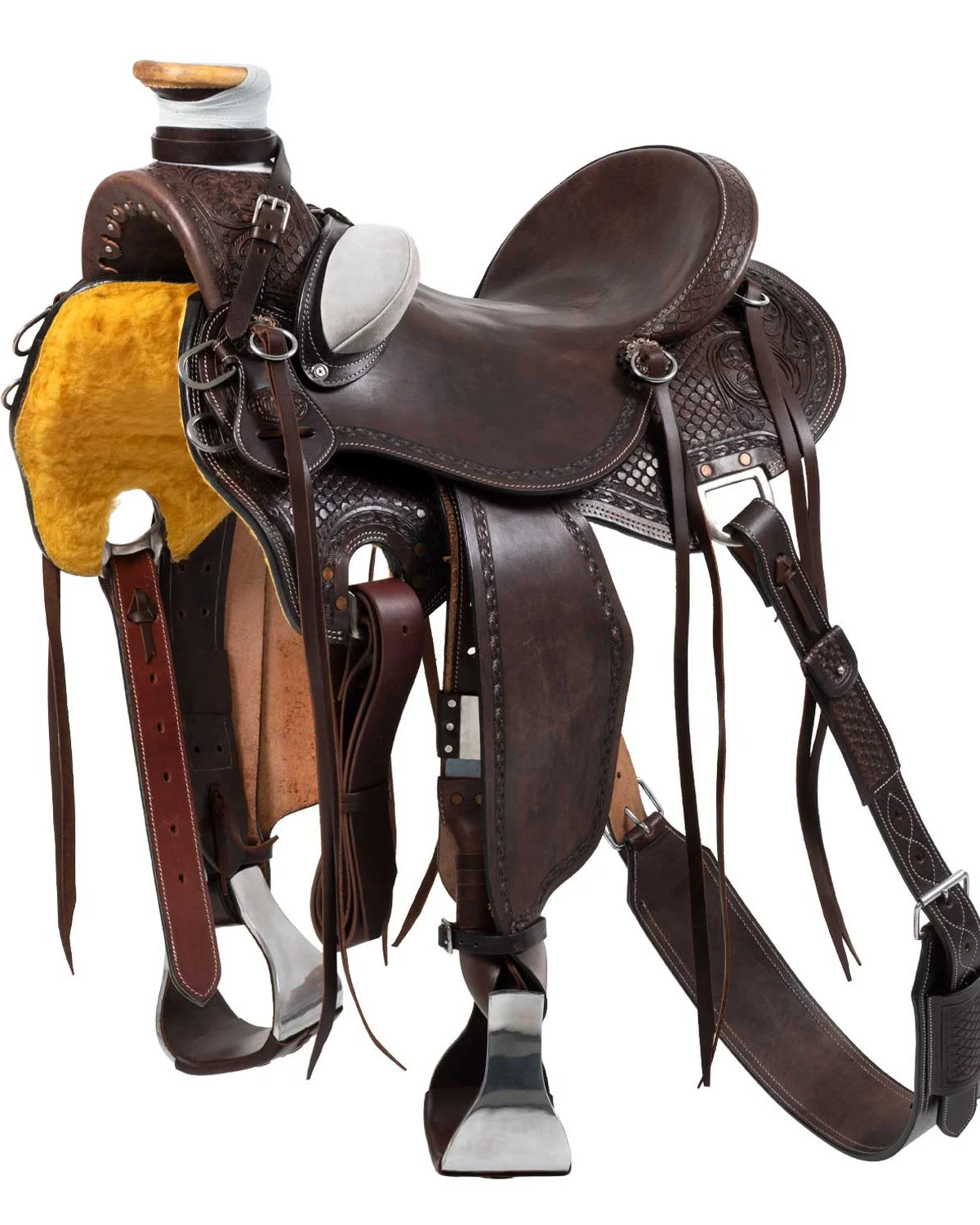 Siodło typu Wade Western Desert Stallion z tylnym popręgiem i osłoną na nóż