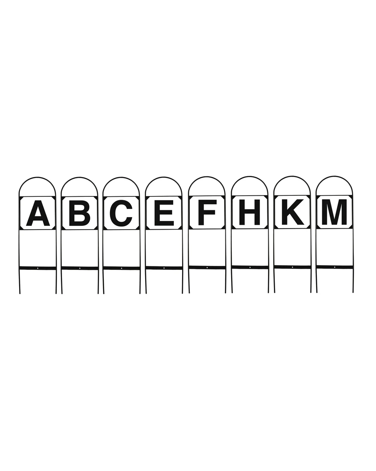 Znaczniki do ujeżdżenia z żelaza, zestaw 8 szt. A, B, C, E, F, H, K, M