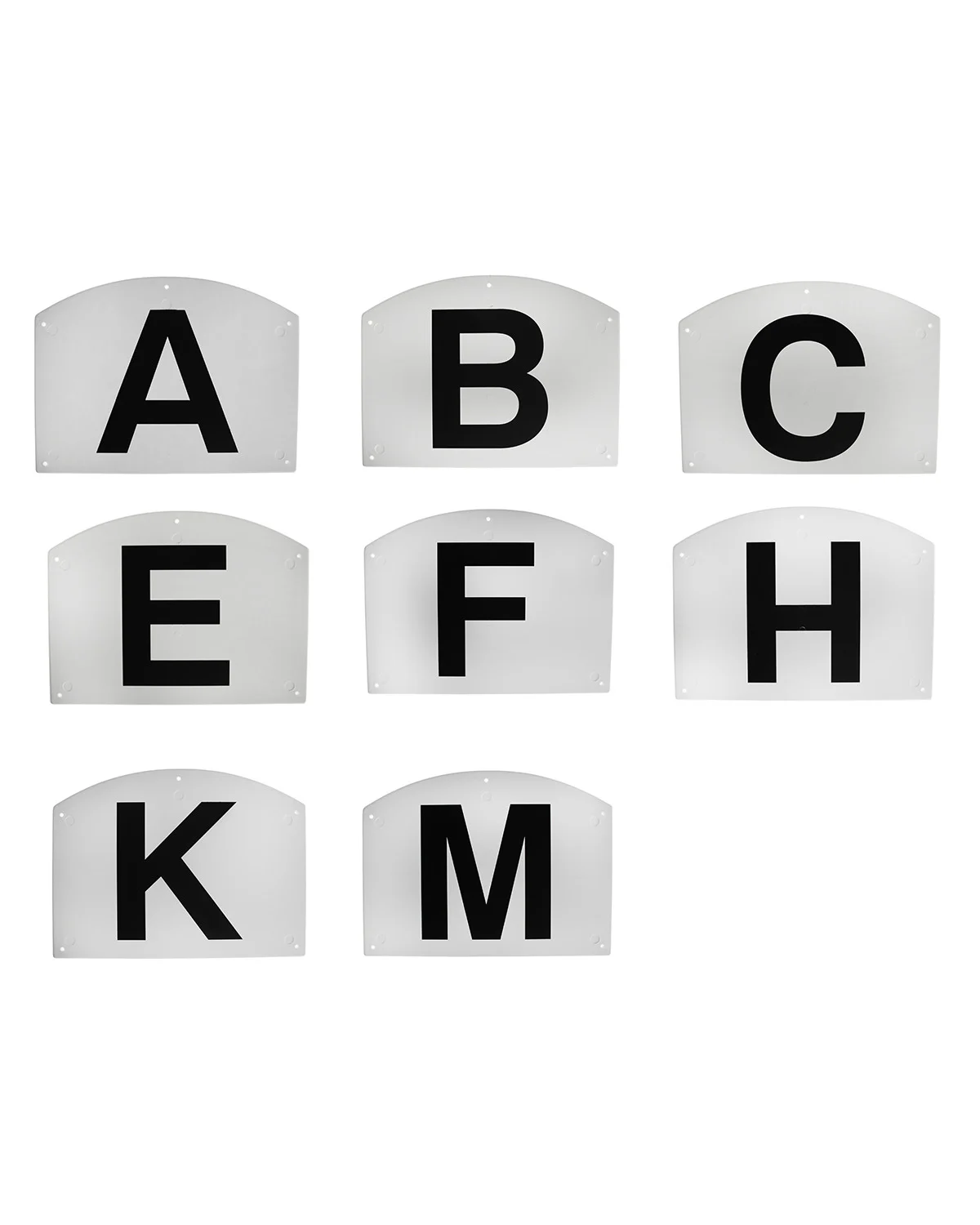 Plastikowe znaczniki ujeżdżeniowe, zestaw 8 sztuk: A, B, C, E, F, H, K, M