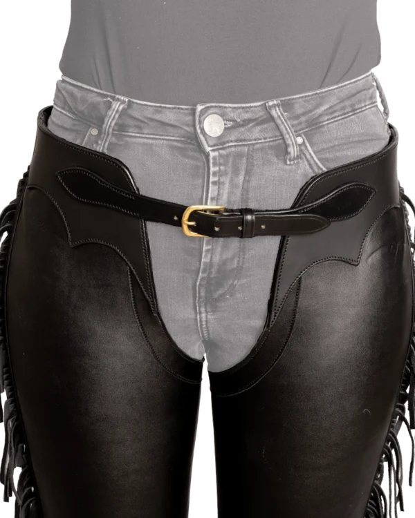 Dy'on czapsy Long artificial leather Chaps with fringes